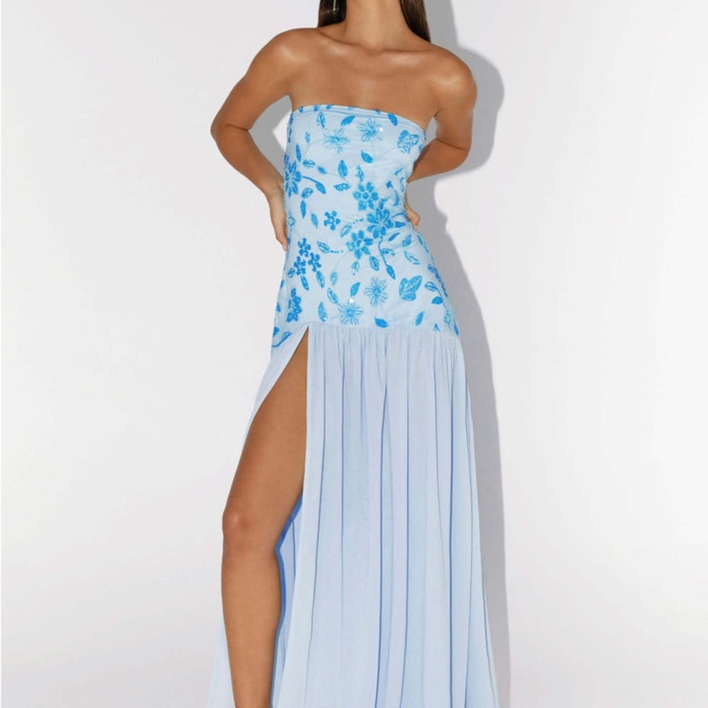 Peppermayo Light Blue Strapless Floral Maxi Dress - Picture 4 of 4